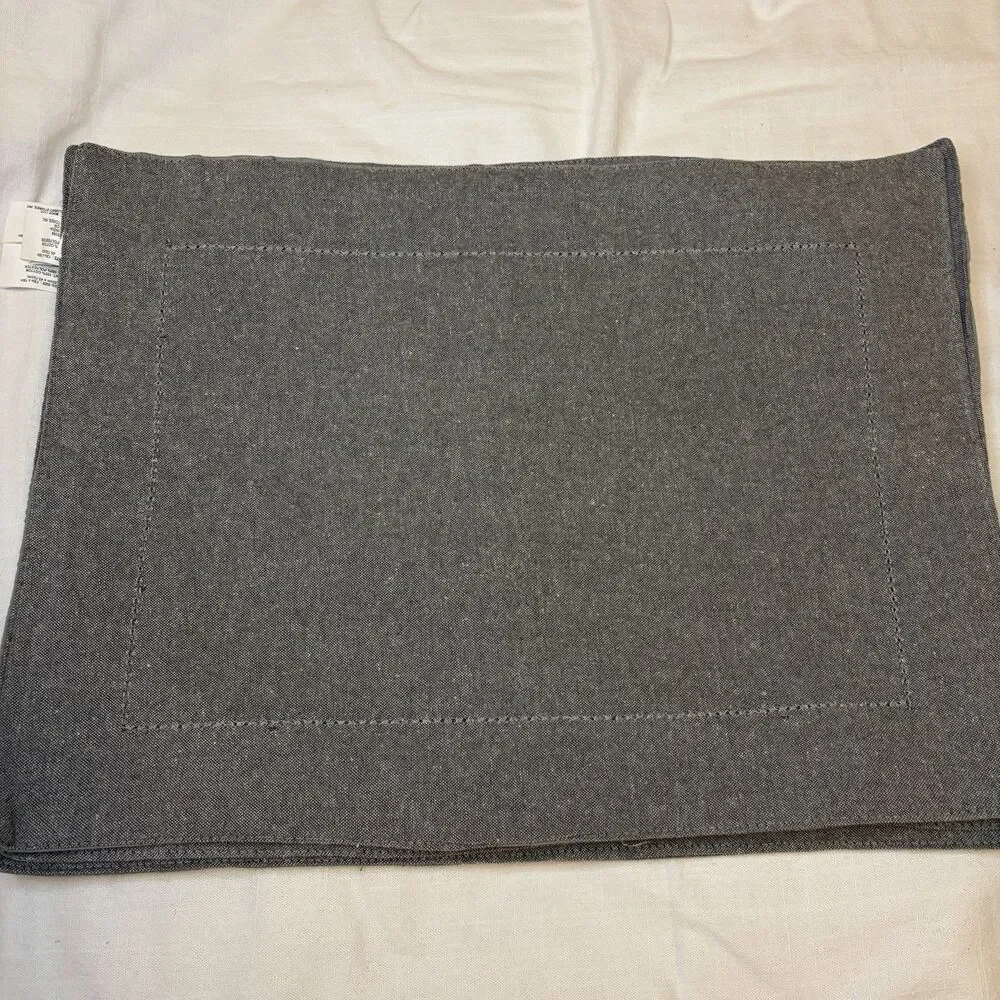 Hobby Lobby Set of 6 Gray Cotton Solid Rectangular Placemats 13 x 18